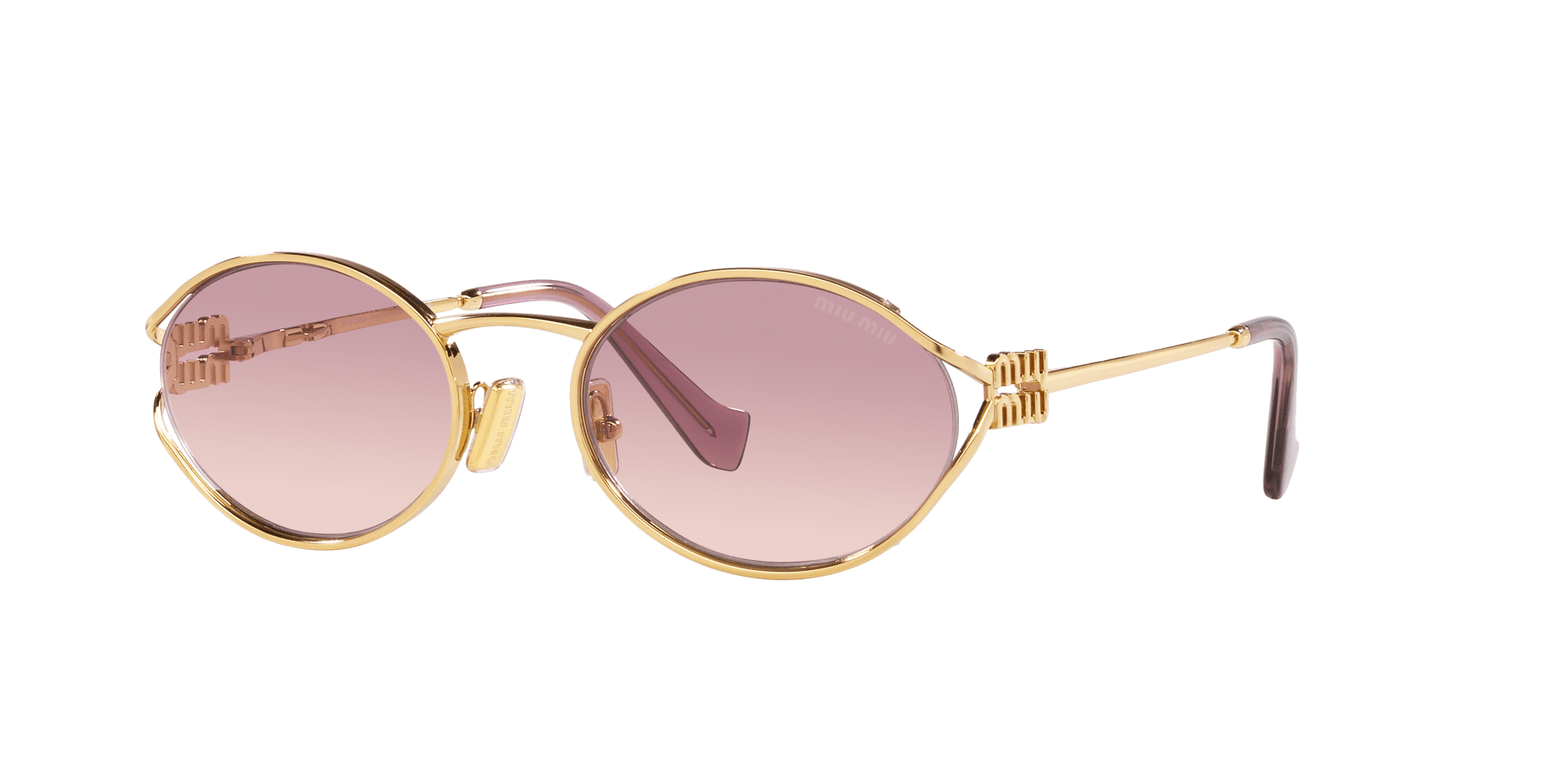 Miu Miu MU 52YS con lentes rosa degradadas y fina montura dorada
