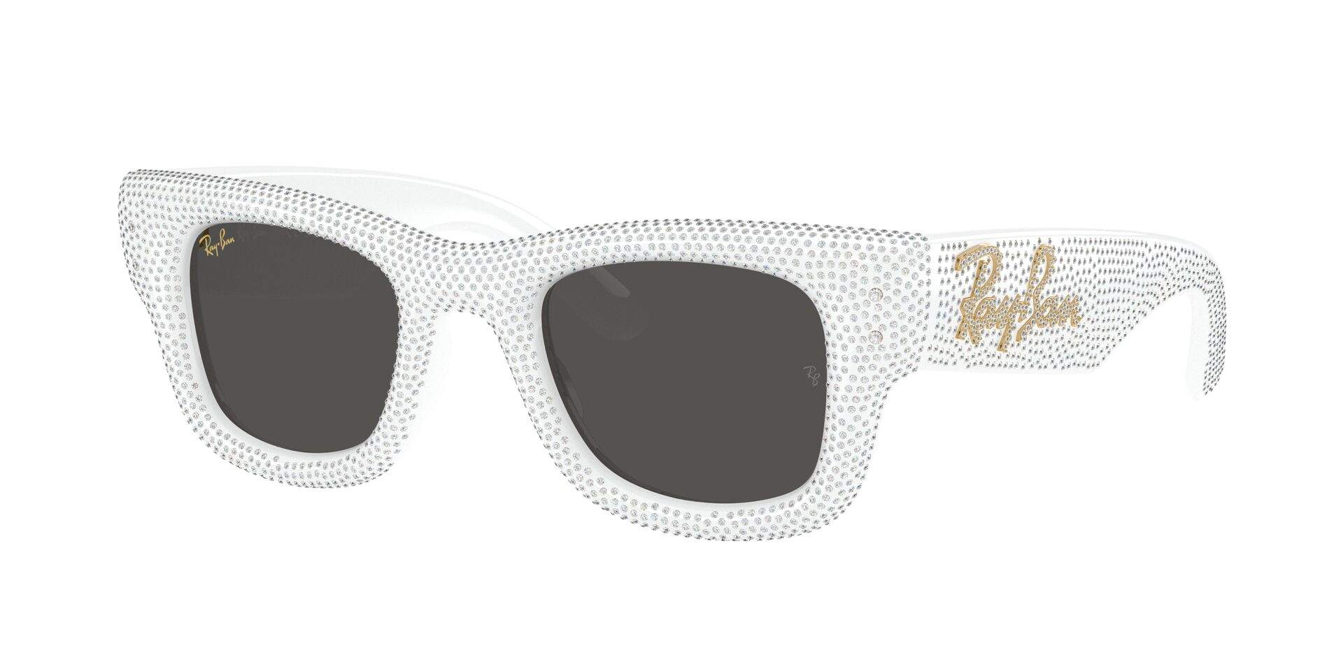Ray-Ban Wayfarer Puffer ASAP Rocky RB4940BP 6866/87 — montura blanca con strass, espíritu escénico