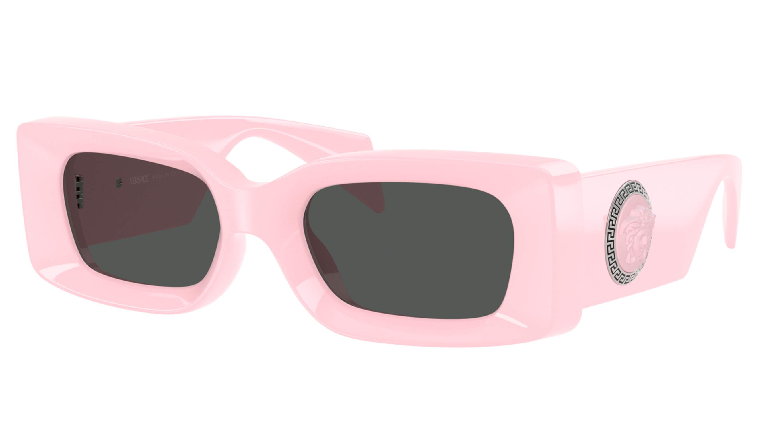 Versace VE4474U 548587 — gafas de sol rectangulares rosas con emblema Medusa