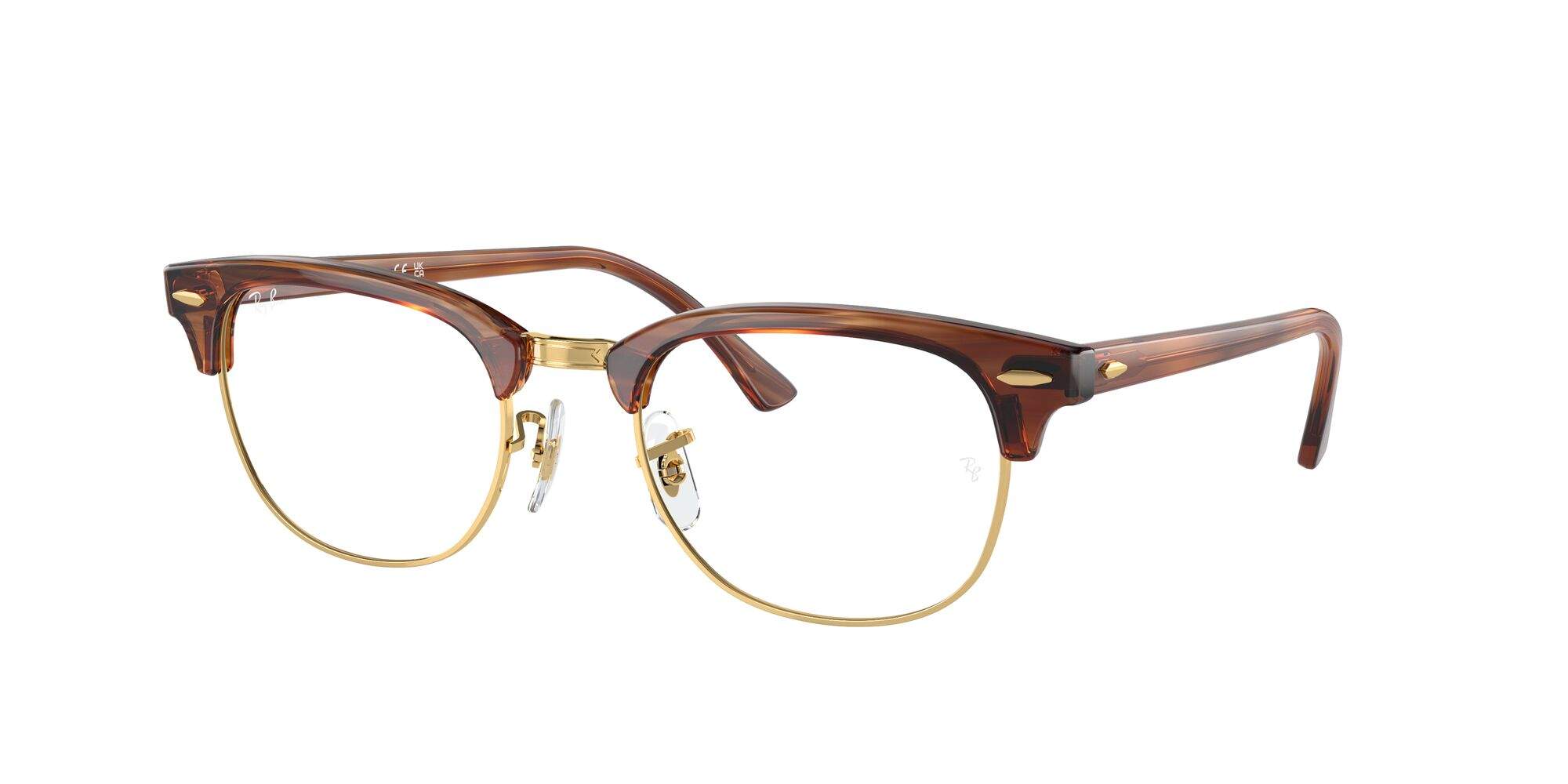 Ray-Ban Clubmaster RX5154 Striped Brown on Gold — óptica