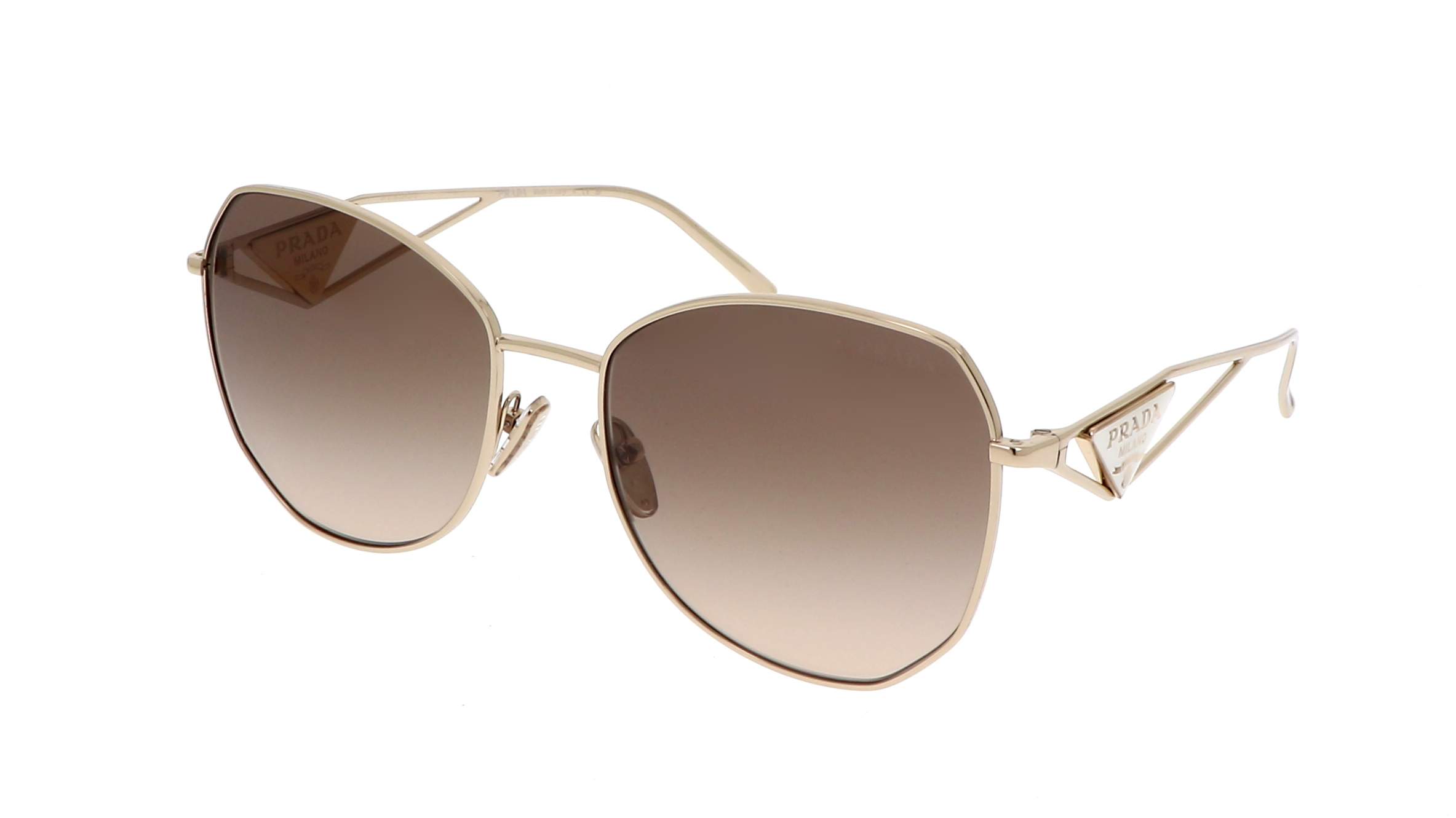 Prada PR 57YS — gafas de sol metal dorado con lentes degradadas rosa-marrón